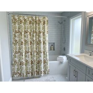 PERI Home Planty Shower Curtain, 100% Cotton, Earth Tones, Standard Size